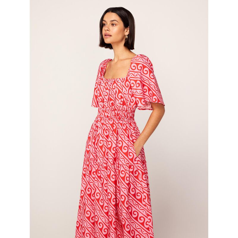 KITRI Louisa Pink Wave Print Maxi Dress image number 2
